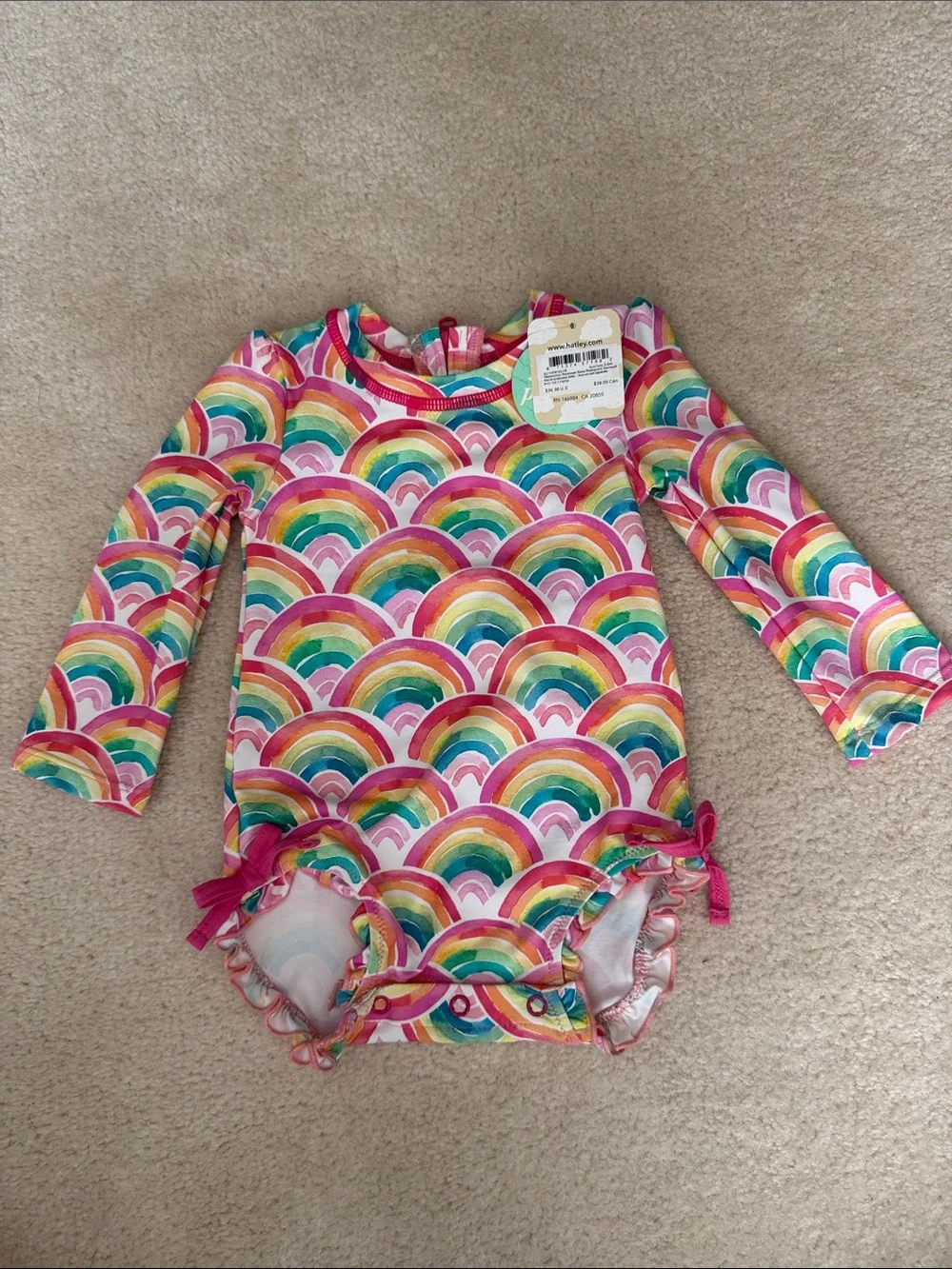 NWT Hatley Rainbow Print Long Sleeve Baby Rashguard Swimsuit